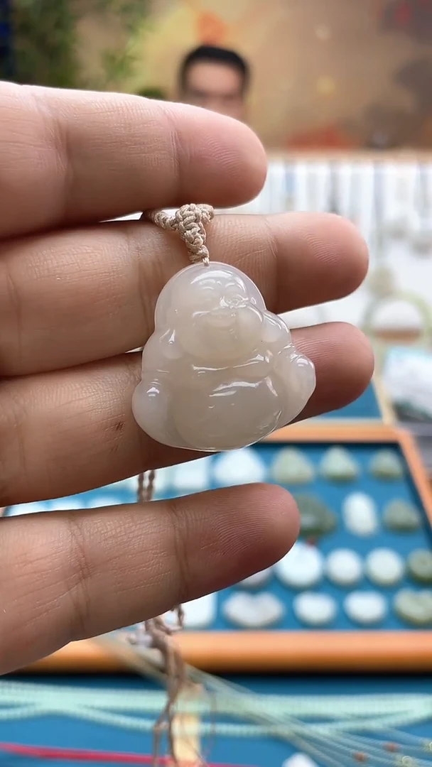 吊坠(不含链)未镶嵌和田玉约卡30mm冰藕粉佛公