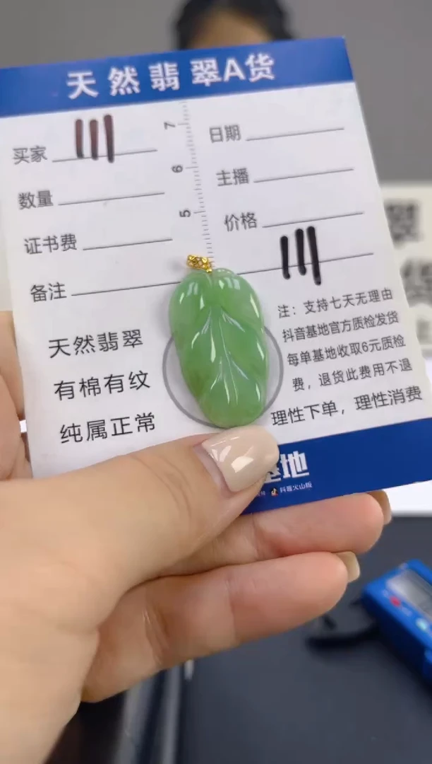 翡翠18K金镶嵌颈饰天然A货翡翠