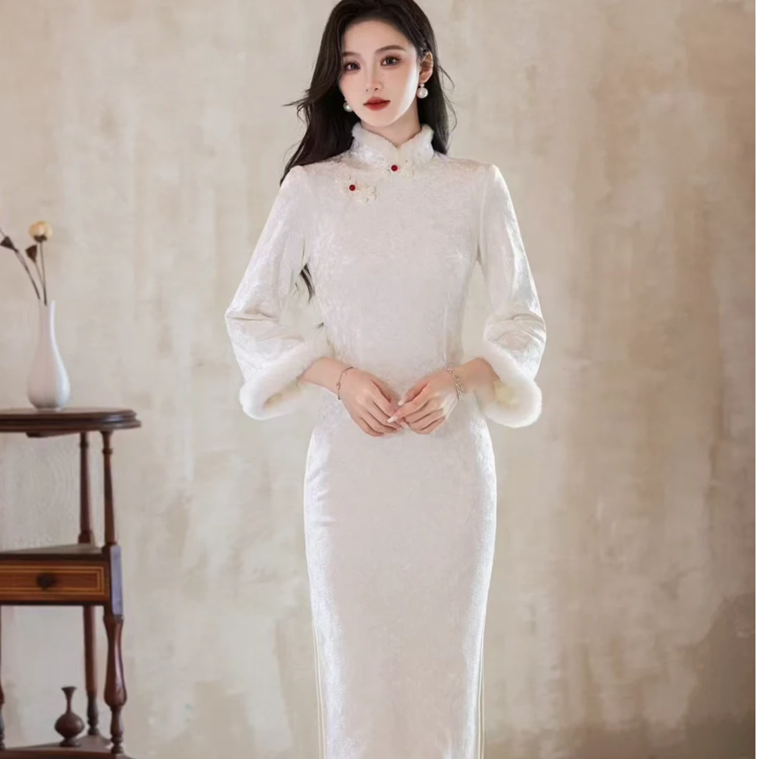 拾忆旗袍{香姿雪}旗袍气质网红加厚冬季少女