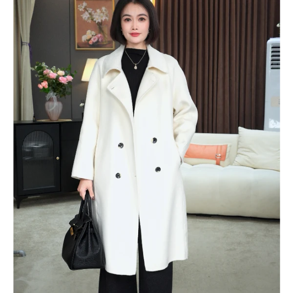初冬舒适显瘦羊毛大衣女秋冬女士女款柔软舒适长款外套时尚