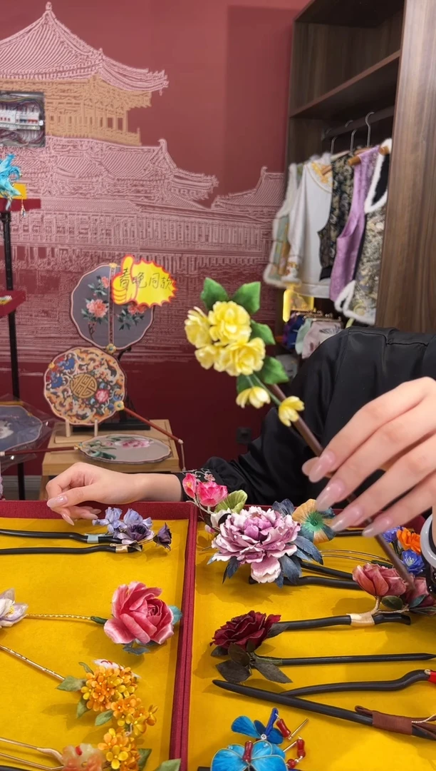 【闪购商品】刺绣非遗绒花（发饰）