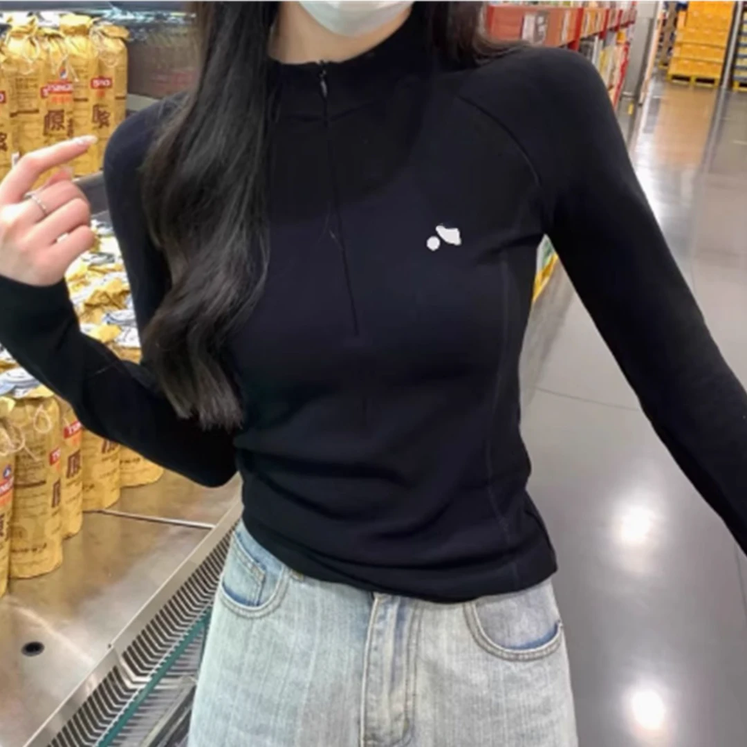 【逗号立领打底】韩单！东大门订单立领半拉链显瘦内搭打底衫