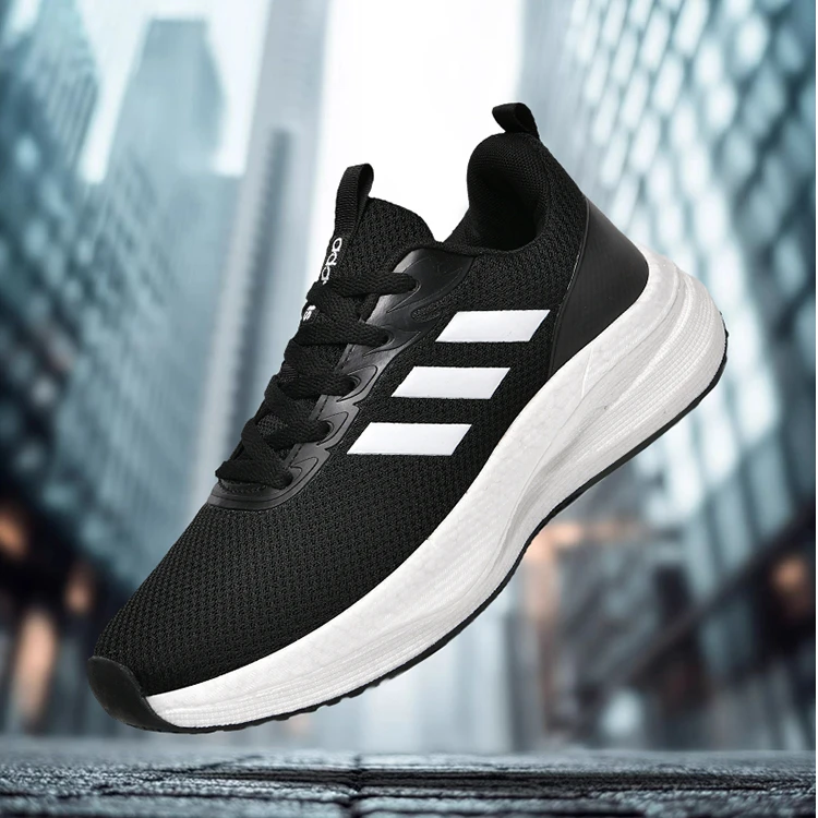 男鞋夏季新款网面运动鞋百搭休闲鞋男士经典款透气轻便跑步鞋黑色