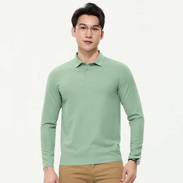 商务休闲男士翻领POLO衫速干透气舒适时尚长袖男秋季打底运动户外
