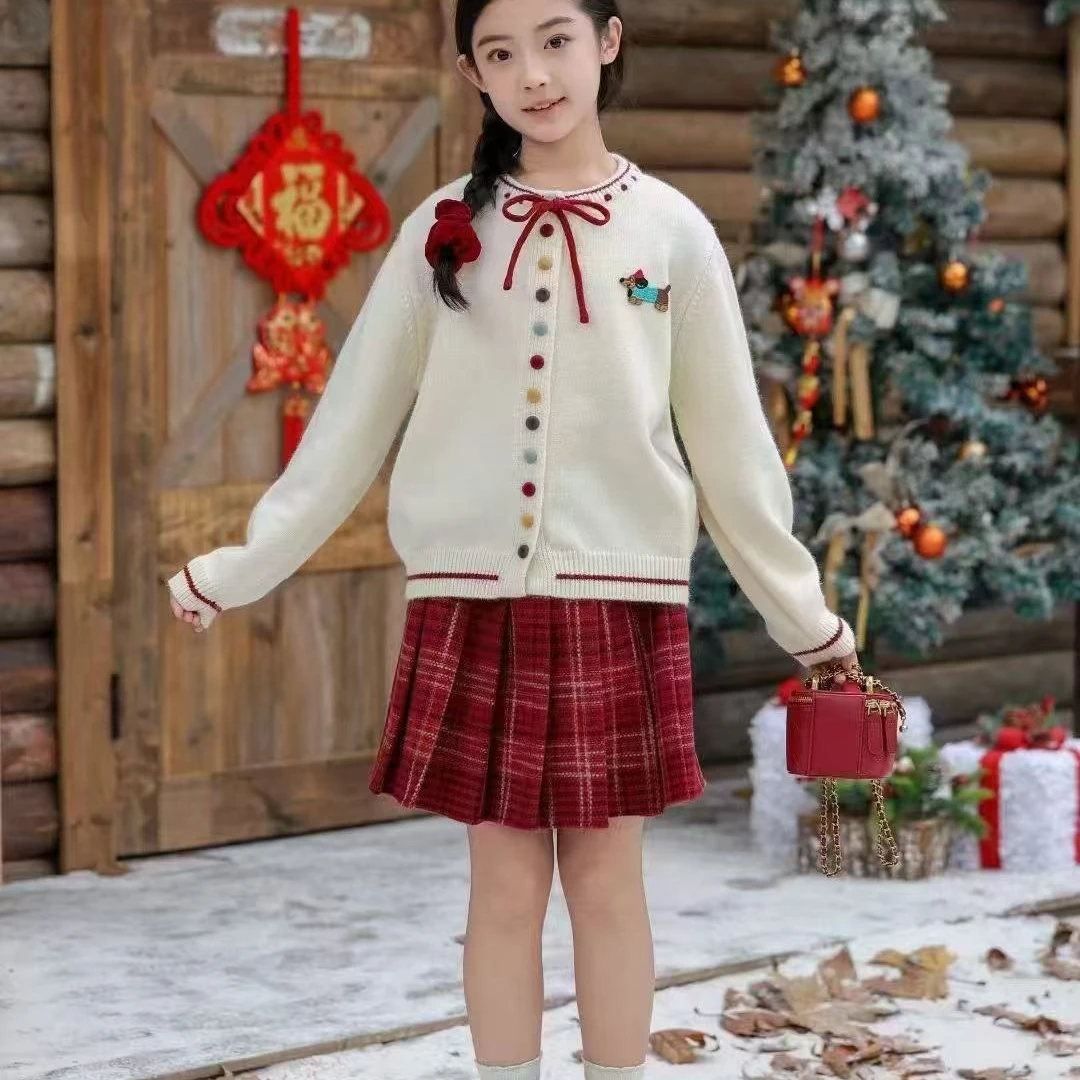 套装年款冬季女少女风童装女童时尚秋冬外套学院风中大童