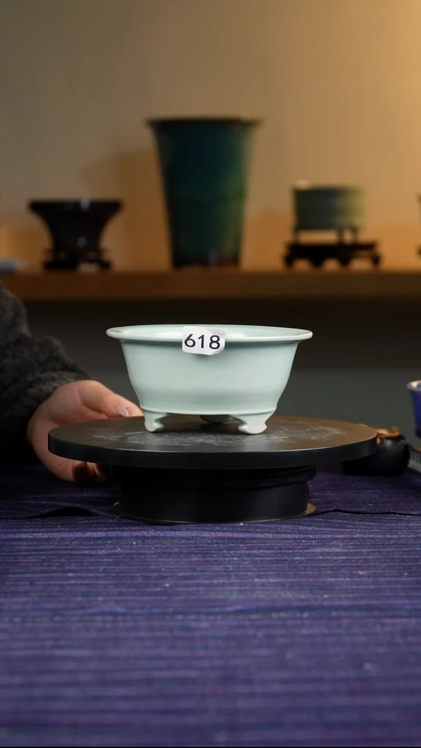 618圆满足汝釉花盆7/5/15.5/13