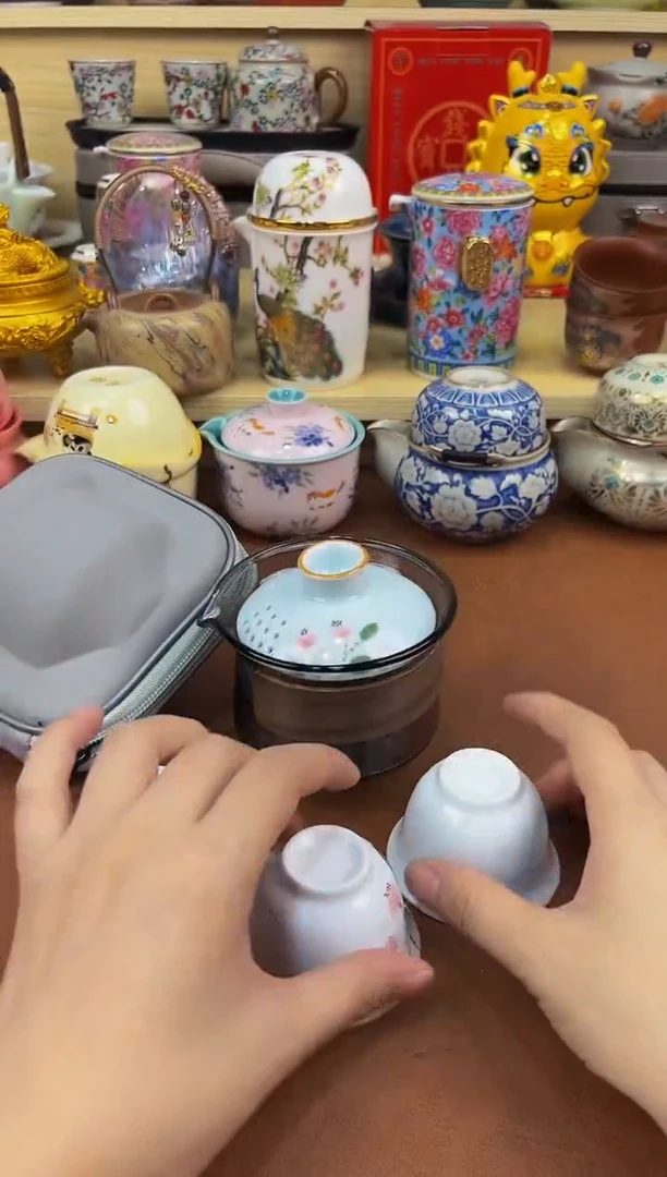 陶瓷茶具摆件旅行套组