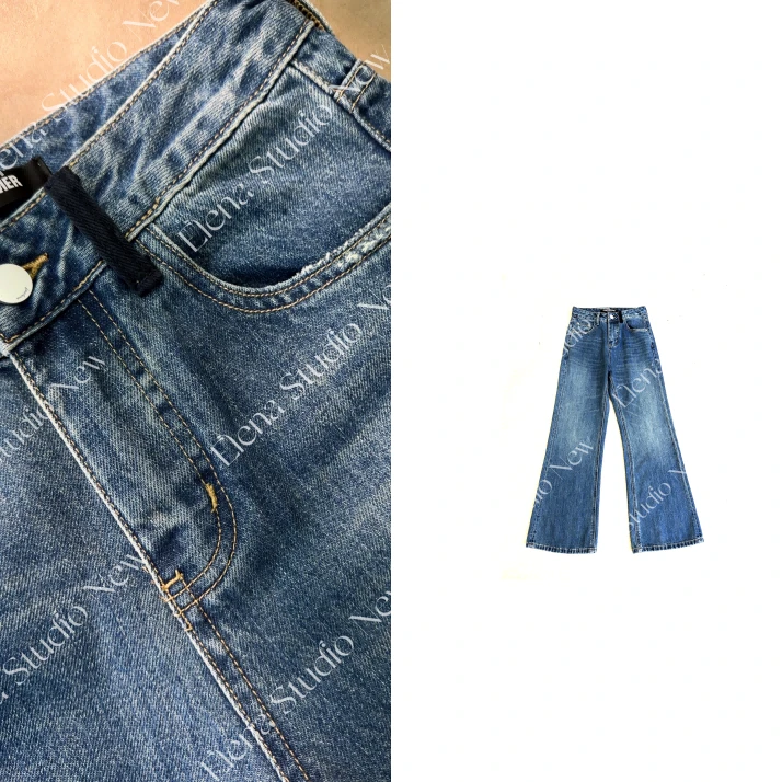 大甜甜【小微喇】设计感气质微喇裤春季新款宽松显瘦牛仔裤