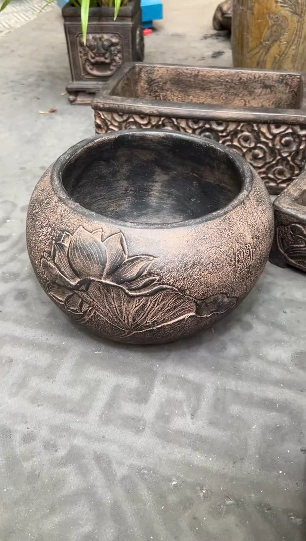 陶土【火山泥】荷缘缸