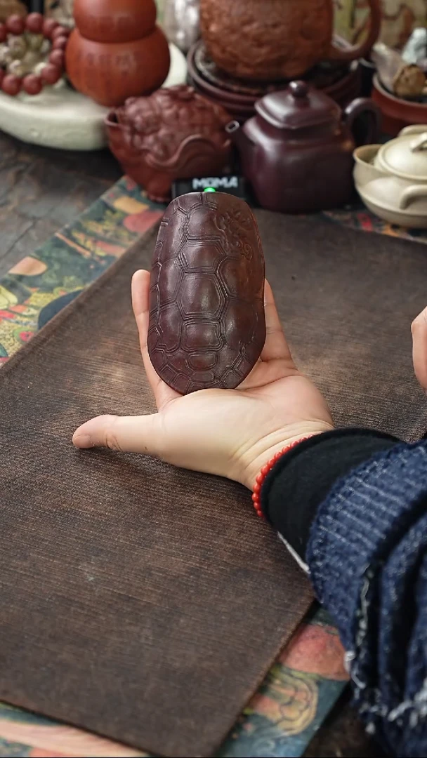 老料石红富甲一方仿龟甲茶则