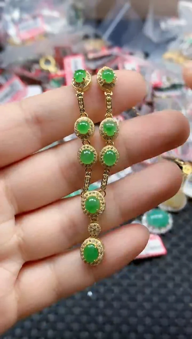 银S925镶嵌戒指翡翠天然A货缅甸翡翠