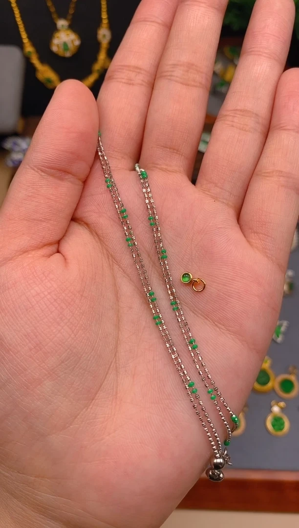 【闪购商品】翡翠项链银S925镶嵌银色可调节项链