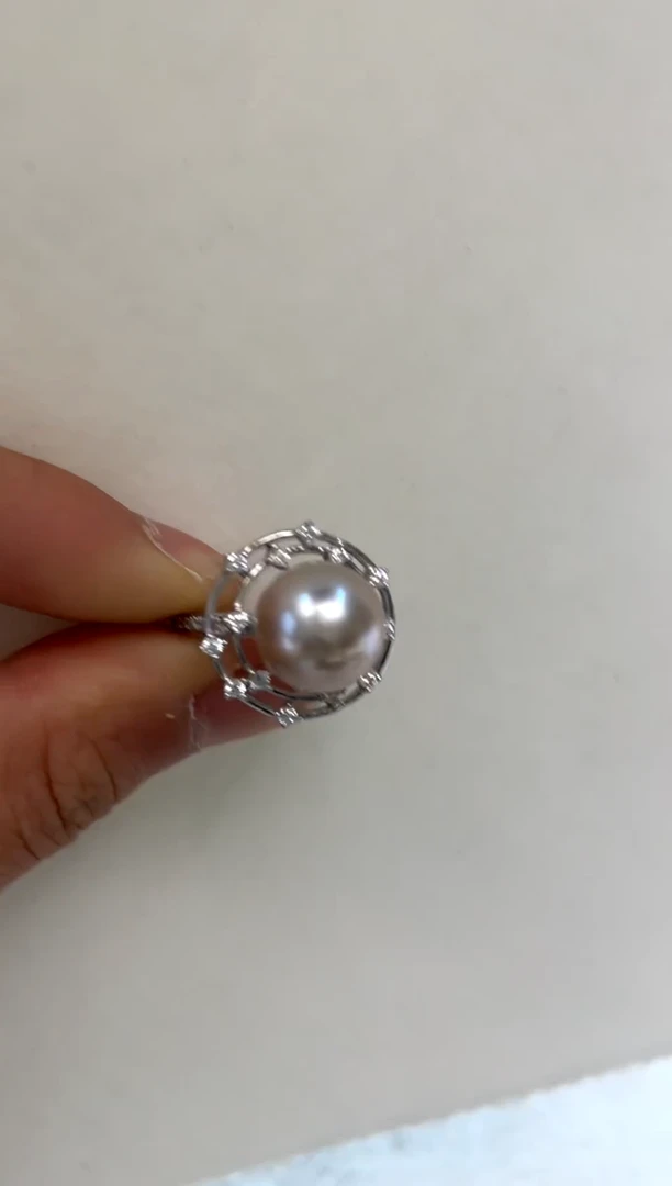 银S925镶嵌戒指海水珍珠