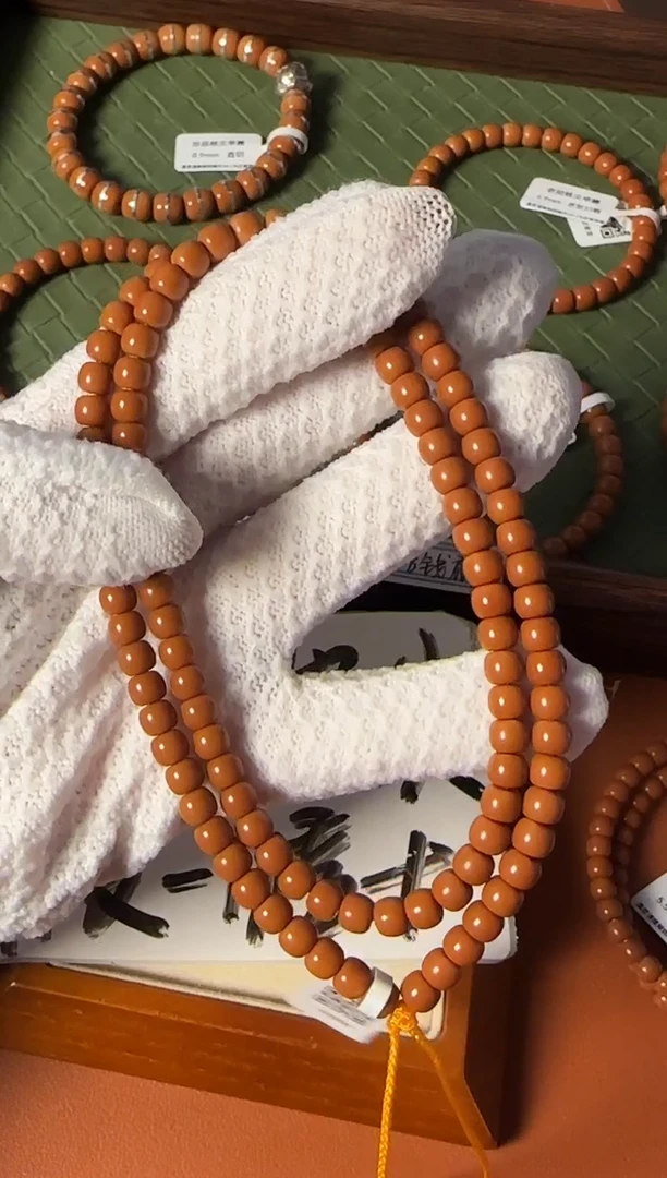 手串橄榄核【168核尖】6.2mm老挝核尖老型108三花面无白 树王老料