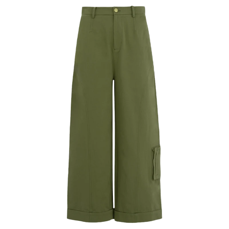 LAMBOYO2024秋季新款口袋宽松休闲阔腿工装长裤