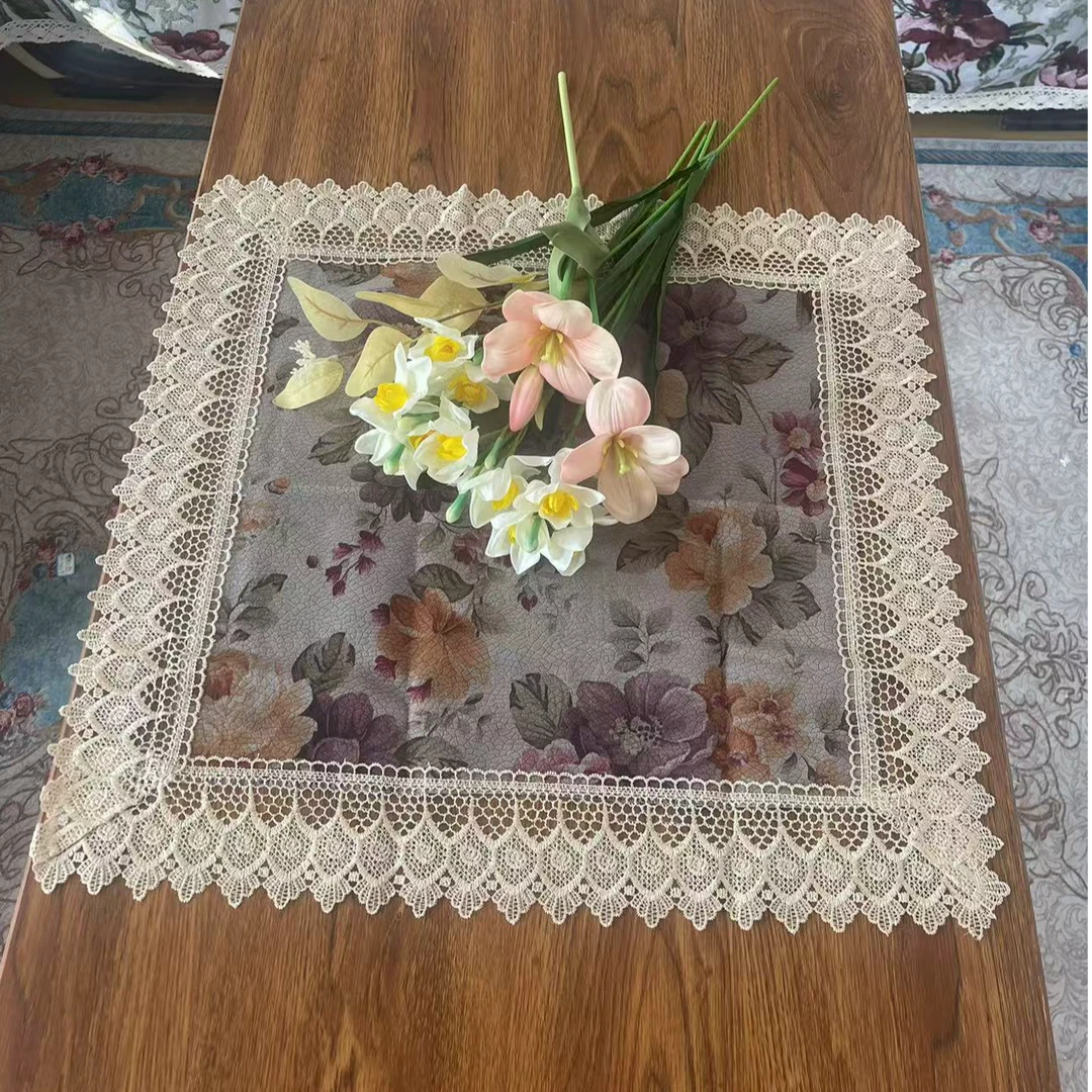 ZN172-3麂皮绒【60*60】麂皮绒灰底富贵花开桌布茶几布