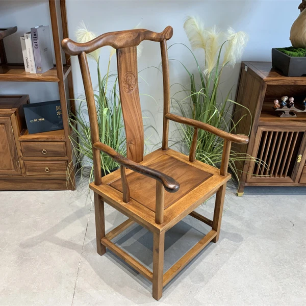 官帽椅-南美胡桃木实木茶桌椅组合靠背椅休闲椅太师椅新中式椅子