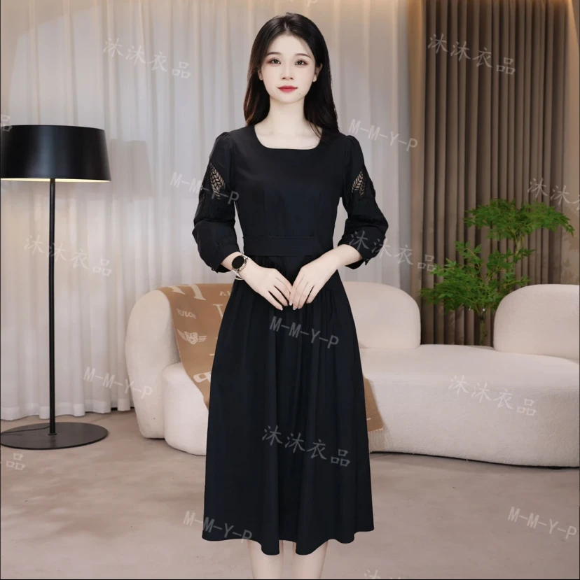 【新品上新】2025年秋季极简风七分袖透气连衣裙气质轻奢流浪丹宁风