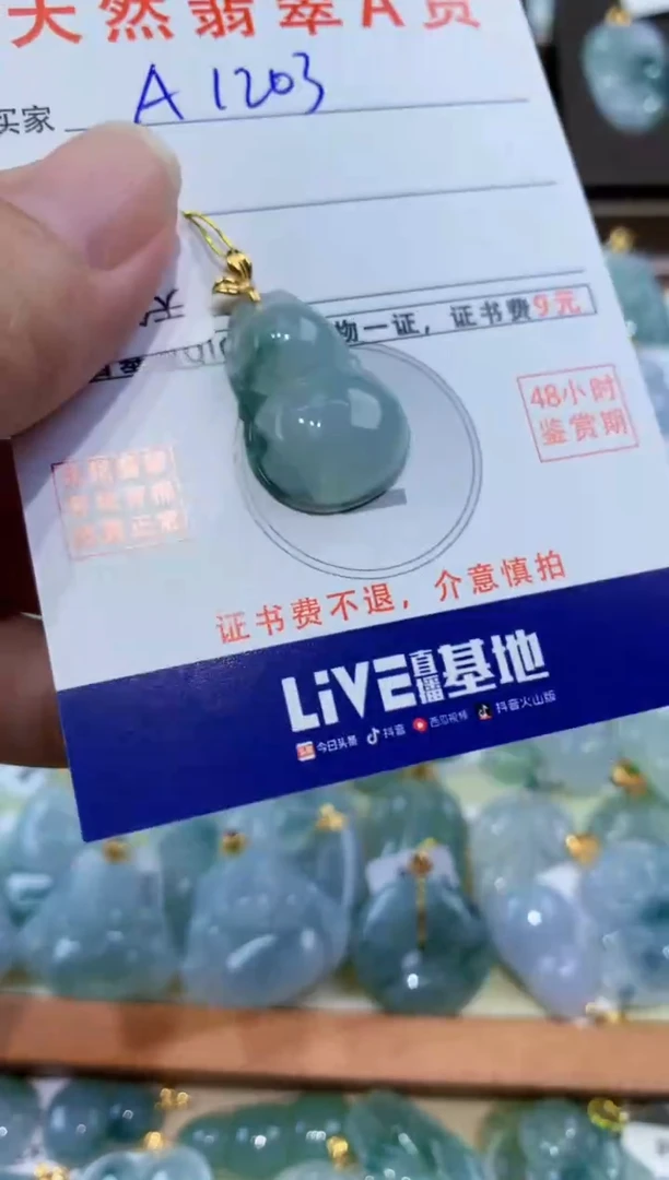 颈饰18K金镶嵌翡翠天然翡翠A货挂件