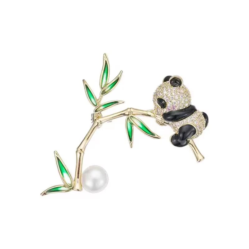 kasiya/卡思雅 铜合金胸针 竹子熊猫胸针百搭