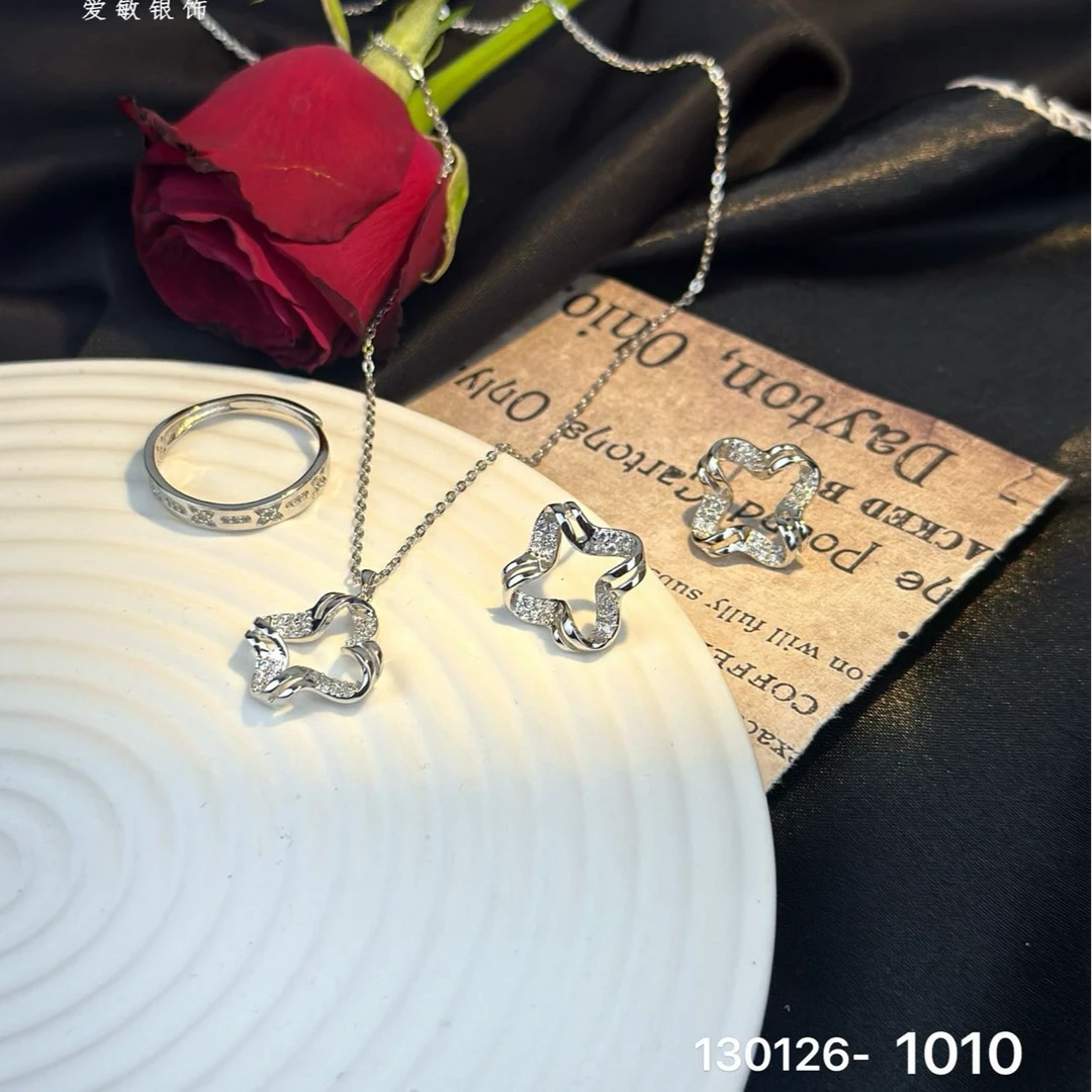 合金仿珍珠吊坠 爱敏首饰银套装130126