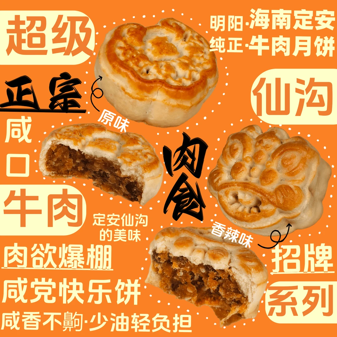 海南定安仙沟牛肉小月饼/解馋追剧上班充饥/零食早餐速食中秋送礼