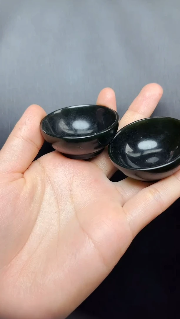 和田玉未镶嵌摆件06茶杯一对