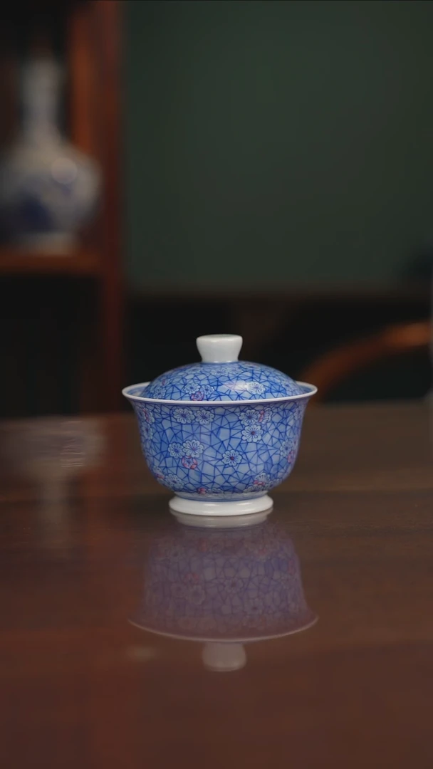 空山明月 青花斗彩