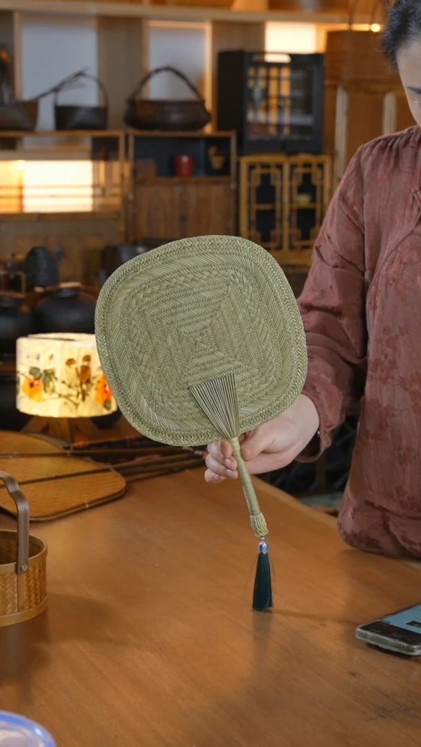 果皮果皮精美草编手工编织扇 大号
