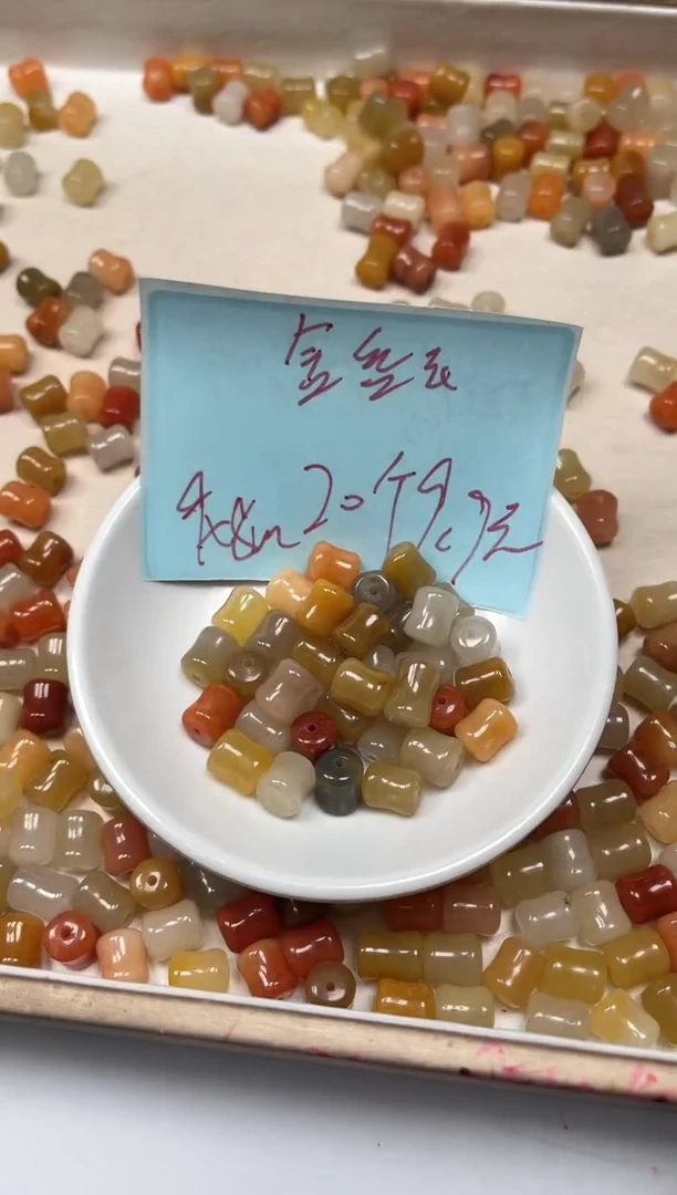 石英质玉散珠未镶嵌B425三彩玉竹节8*9m20个9.9元