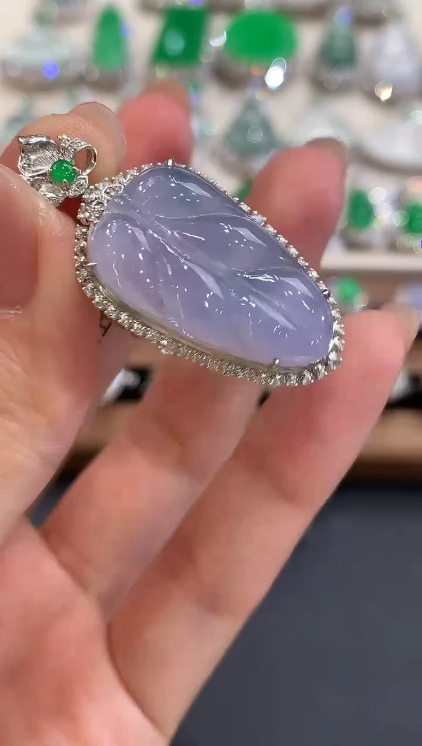 吊坠(不含链)18K金镶嵌翡翠q26紫货有色差