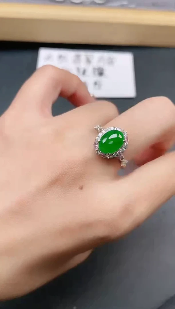 银S925镶嵌戒指翡翠111