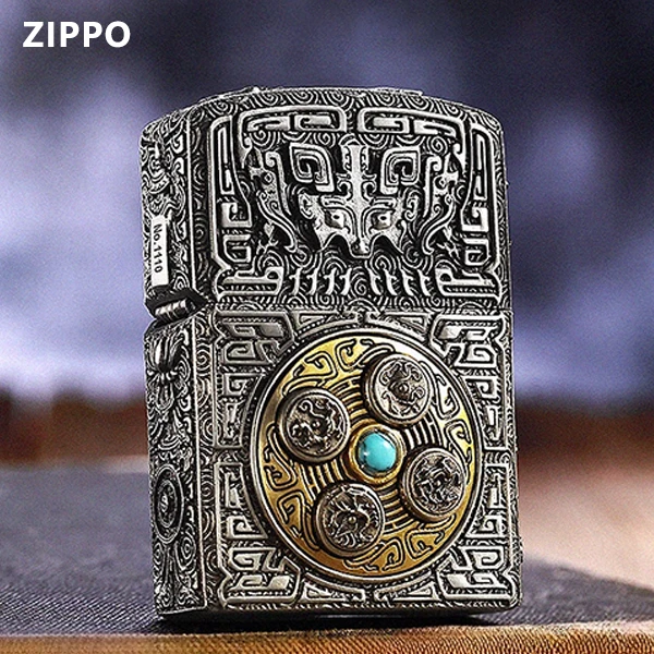 ZIPPO/之宝打火机九宫四象正品套壳重甲机防风男士双面