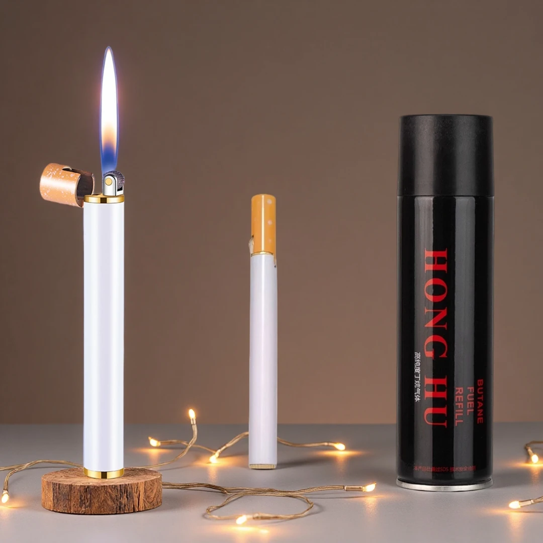 迷你细香烟火机个性新奇特创意小巧高颜值便携砂轮明火打火机充气