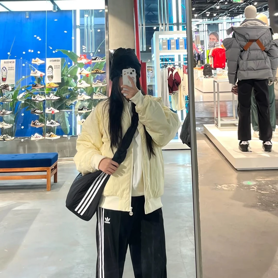 Adidas三叶草时尚保暖飞行员运动宽松棉服外套JC8868