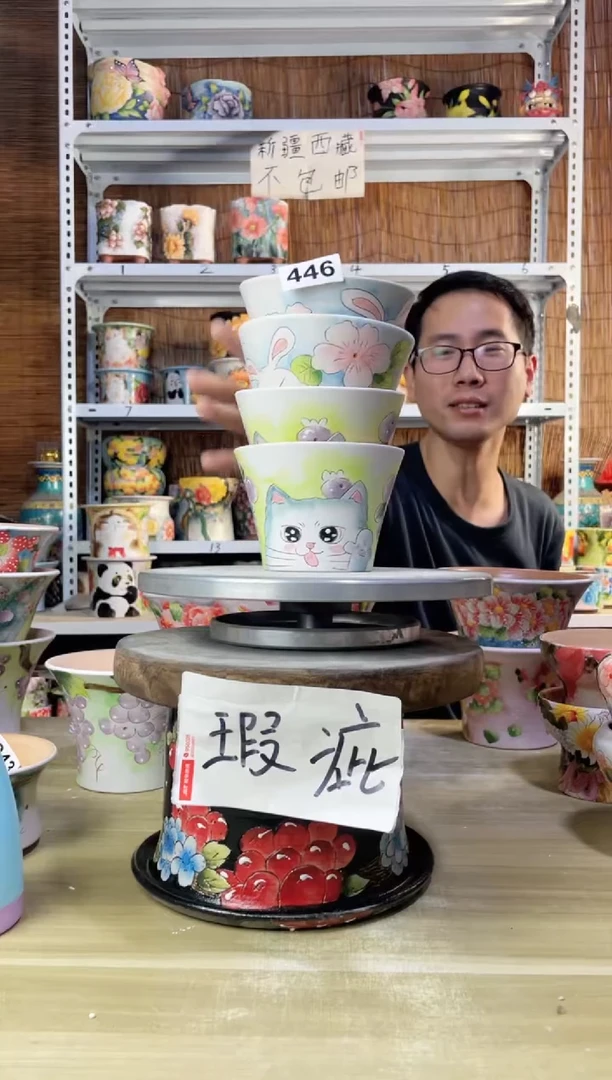 【闪购商品】摆件446陶花岛多肉陶瓷花盆罐——微瑕