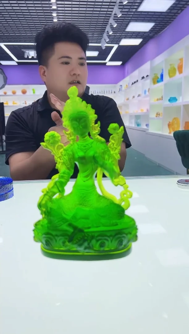 【闪购商品】泥塑古法琉璃绿度母26cm摆件