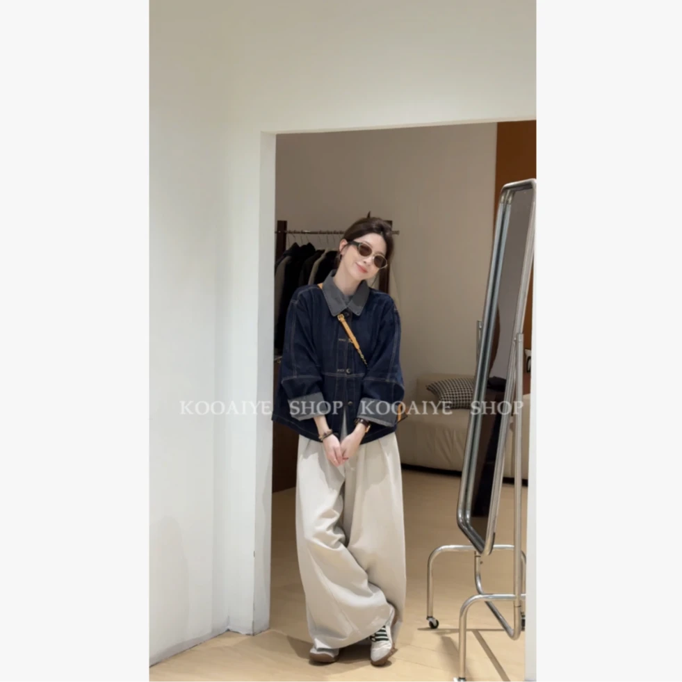 【西部牛仔】秋季新款韩系休闲高级百搭时尚翻领撞色牛仔衣