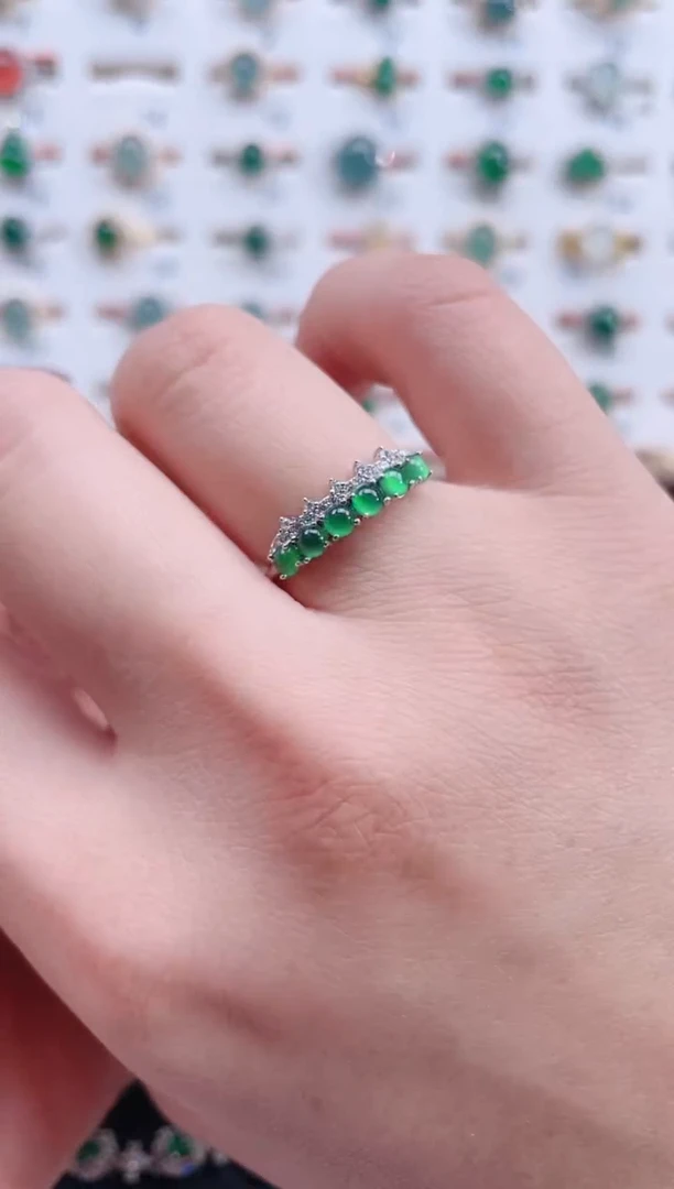 银S925镶嵌戒指翡翠天然翡翠