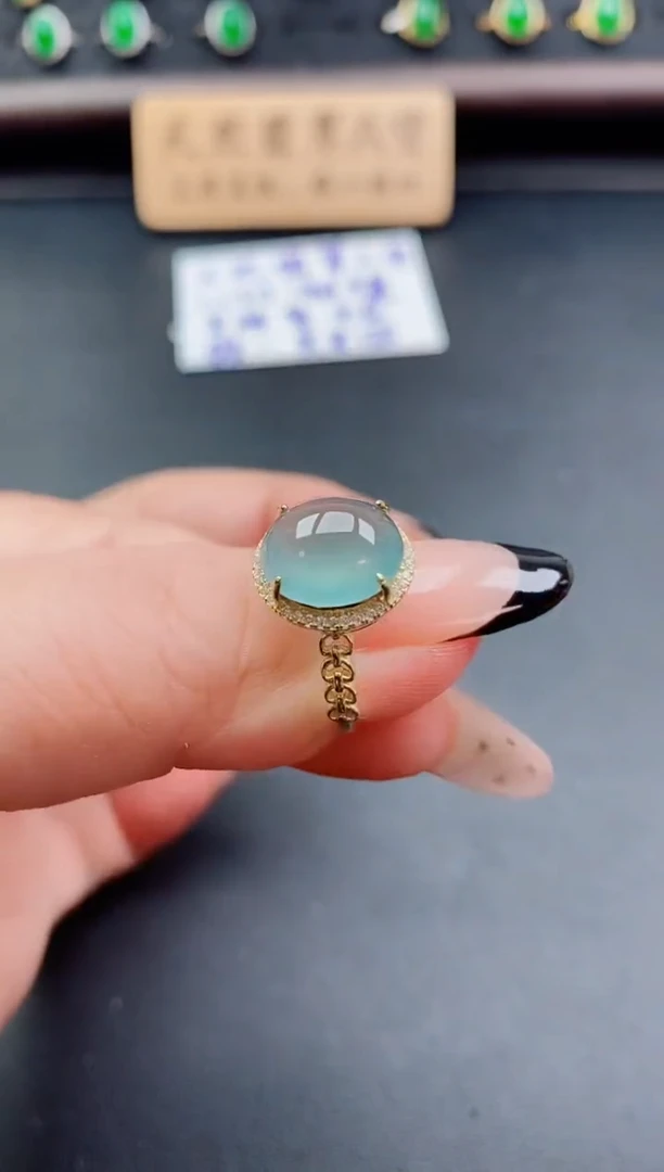 银S925镶嵌戒指翡翠1