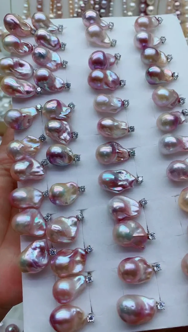 银S925镶嵌淡水珍珠耳饰多样性发其一，非无暇