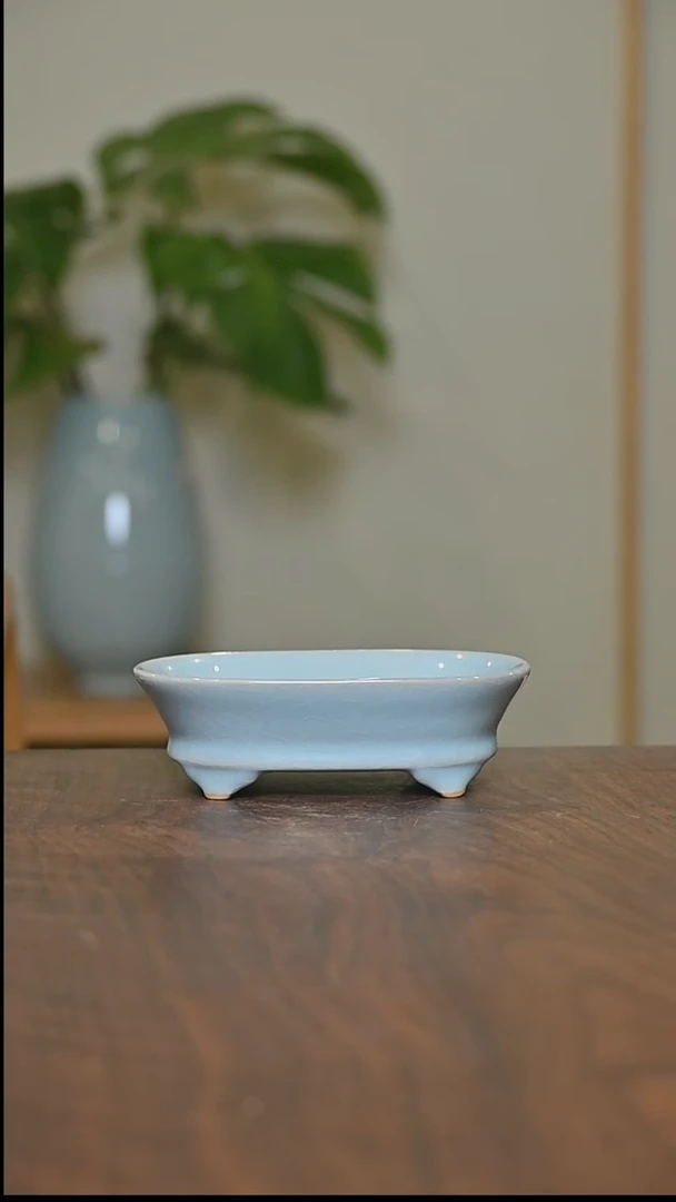 杯天青釉 小水仙盆 微瑕