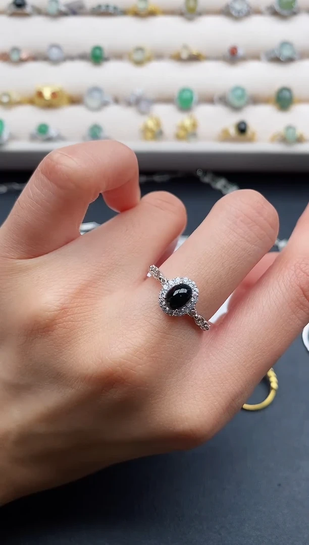 银S925镶嵌戒指翡翠777777+10