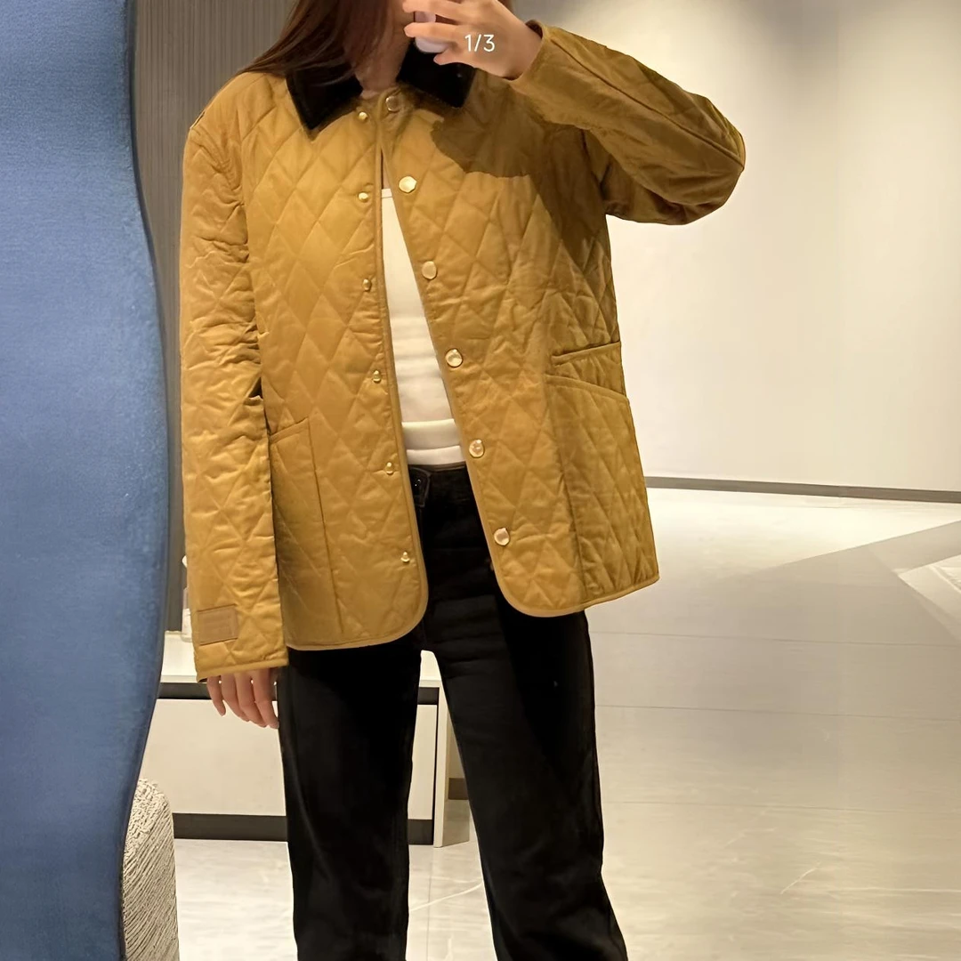 拼接翻领宽松单排扣长袖夹克外套