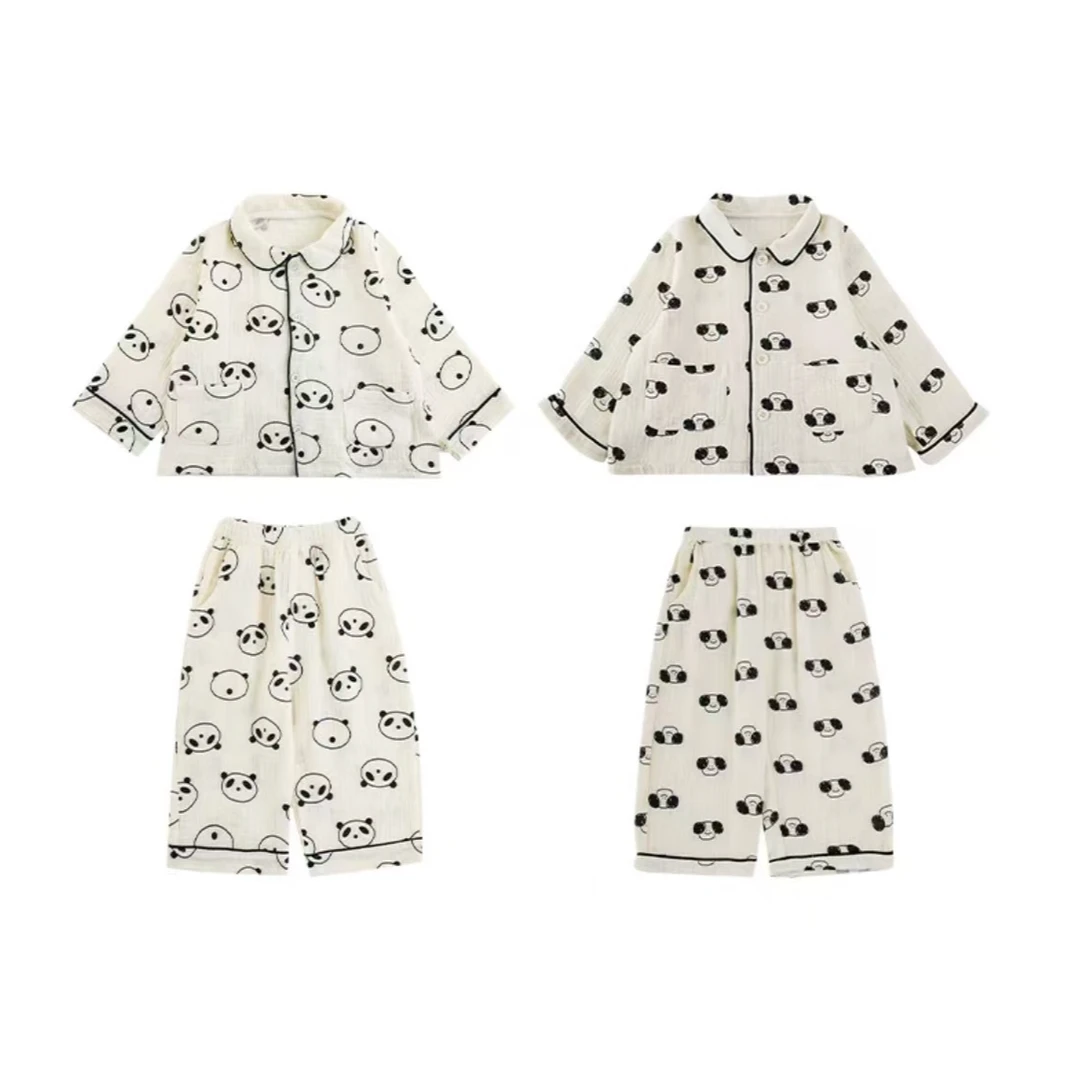 YOEHYAUL/幼悠春季卡通邹布棉亲肤儿童家居套装宝宝汉服FN0049