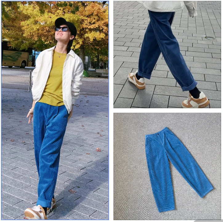 无垠海岸【蓝条绒】小脚裤OD-573