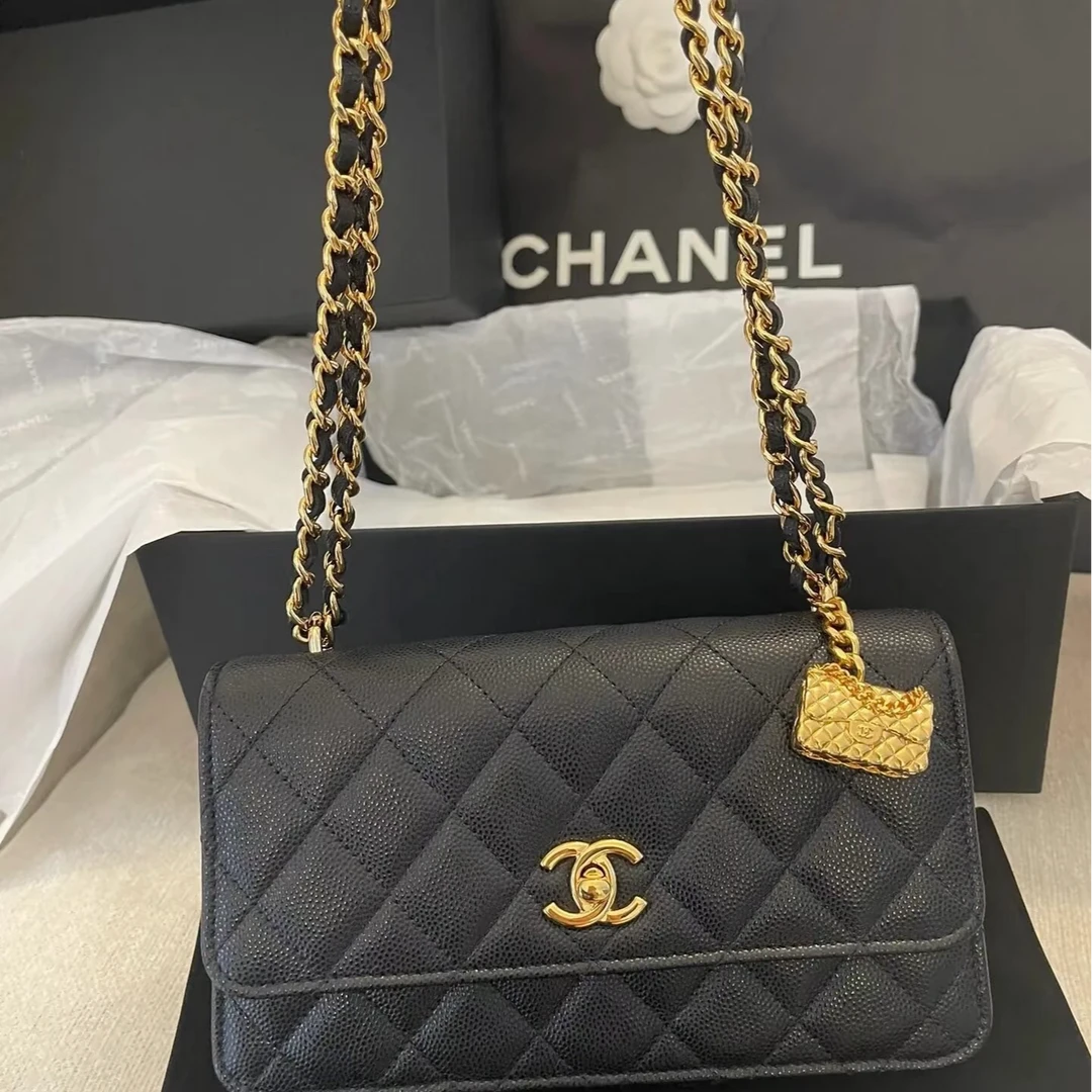 99新 Chanel/香奈儿 3479|香奈儿风琴挂件woc斜挎包单肩包芯片荔