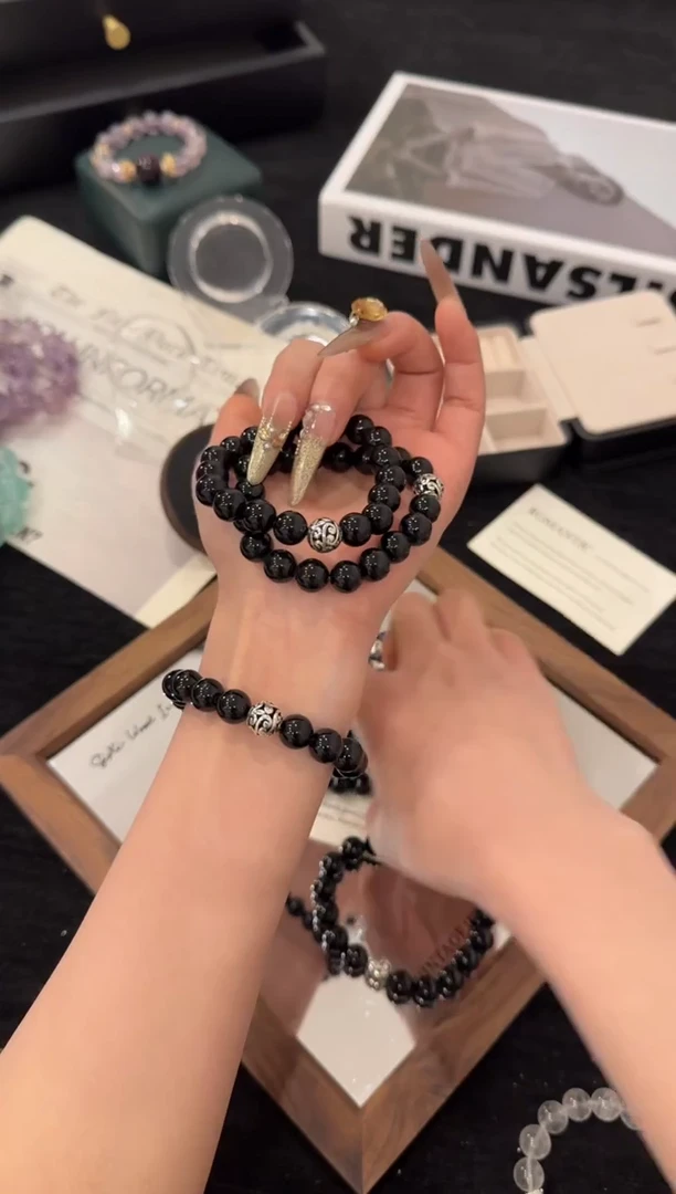 未镶嵌手链水晶黑玛瑙x02
