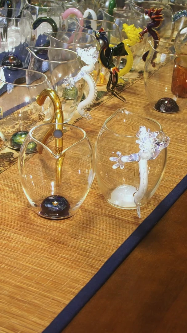 【闪购商品】白龙二代公道杯加描金蓝海棠公杯晶焱金标