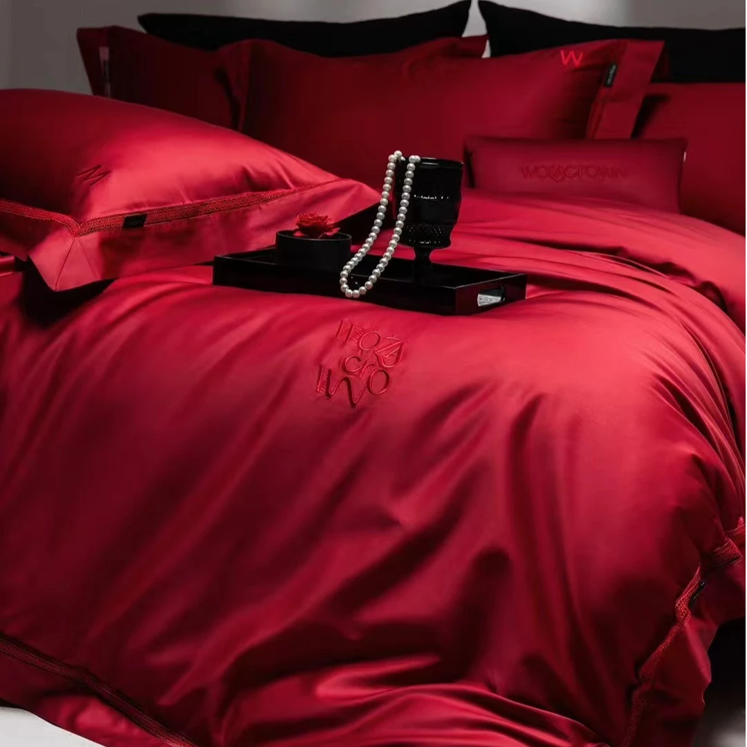 【高端婚庆款】-50/50s-全棉纯棉四件套大红喜庆套件